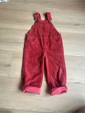 Children's Red Corduroy Overalls - Classic Playwear